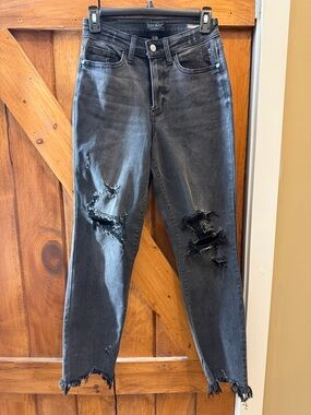 Judy Blue Women's Distressed black boyfriend fit jeans